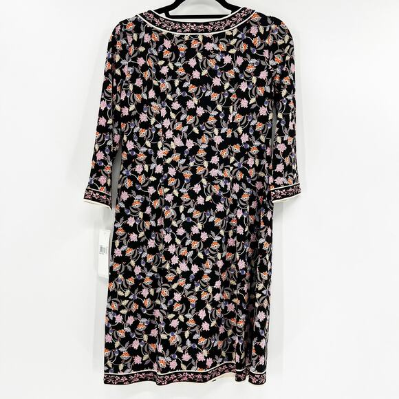 NWT Wisp Women's Multicolor Floral 1/4 Zip Midi Shift Dress Size 2 - Picture 2 of 5